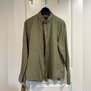 J. Crew Flex-Washed Green Button Up Collared Shirt XL